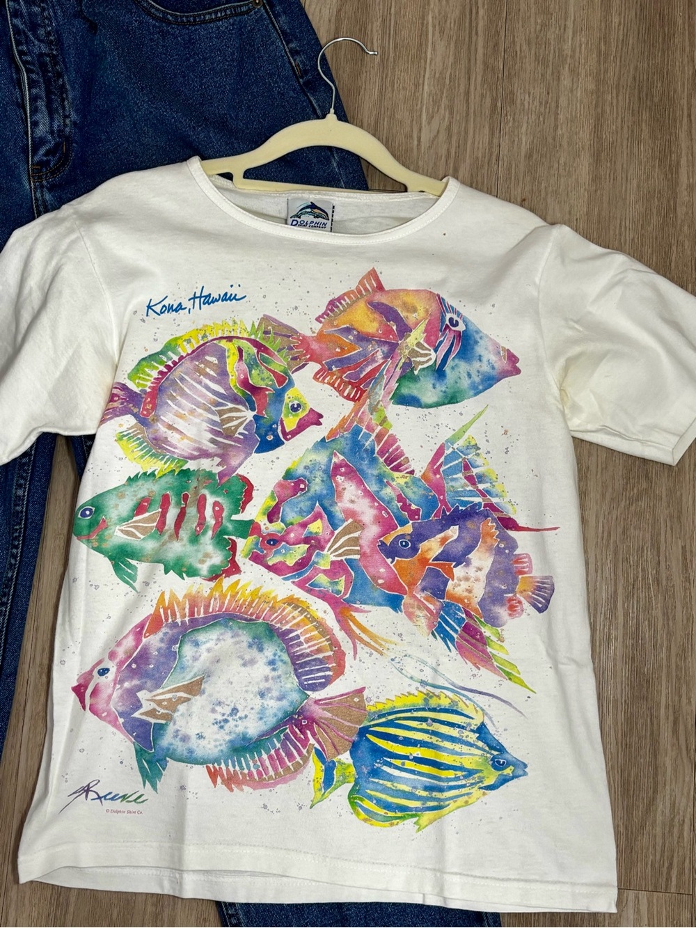 Vintage Kona Hawaii Fish Graphic T Shirt Dolphin Shirt Company Made in USA Small